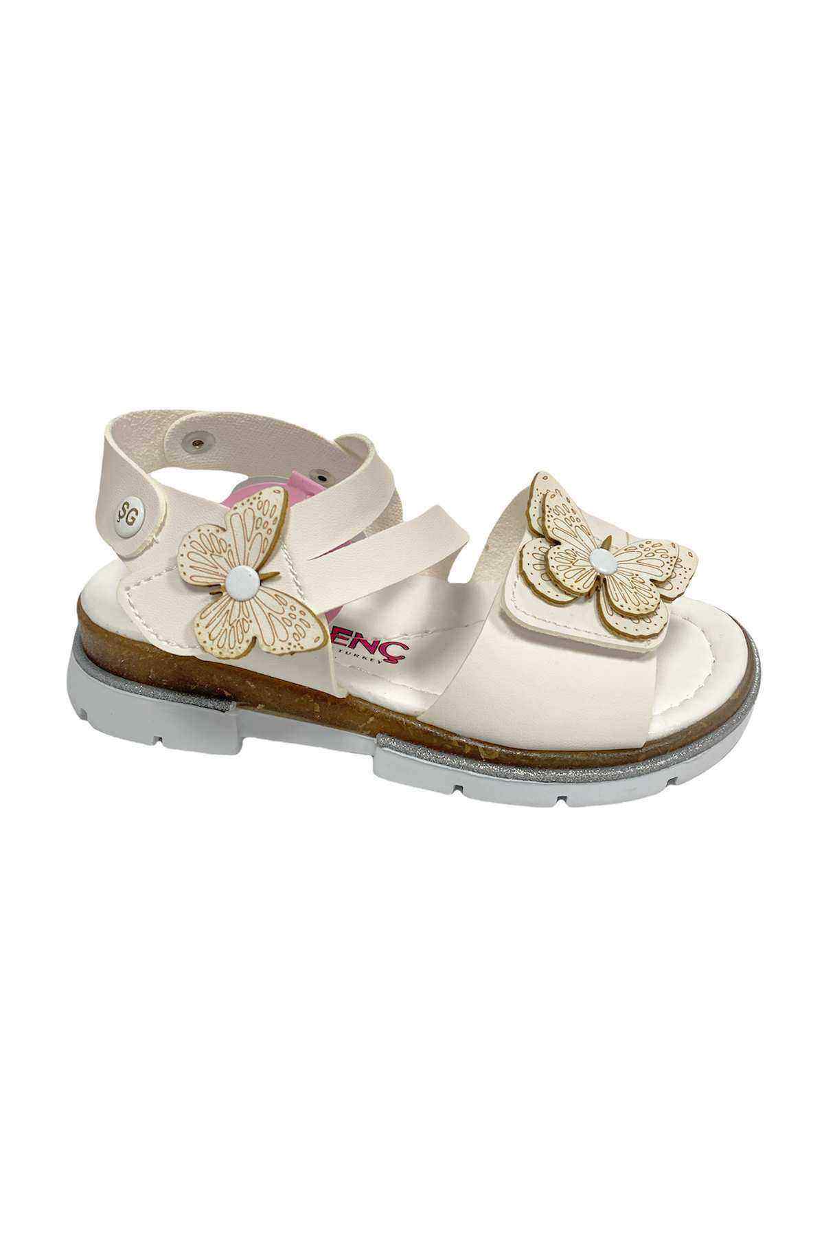 Şirin Genç Comfort Kelebekli Kız Çocuk Sandalet Beyaz