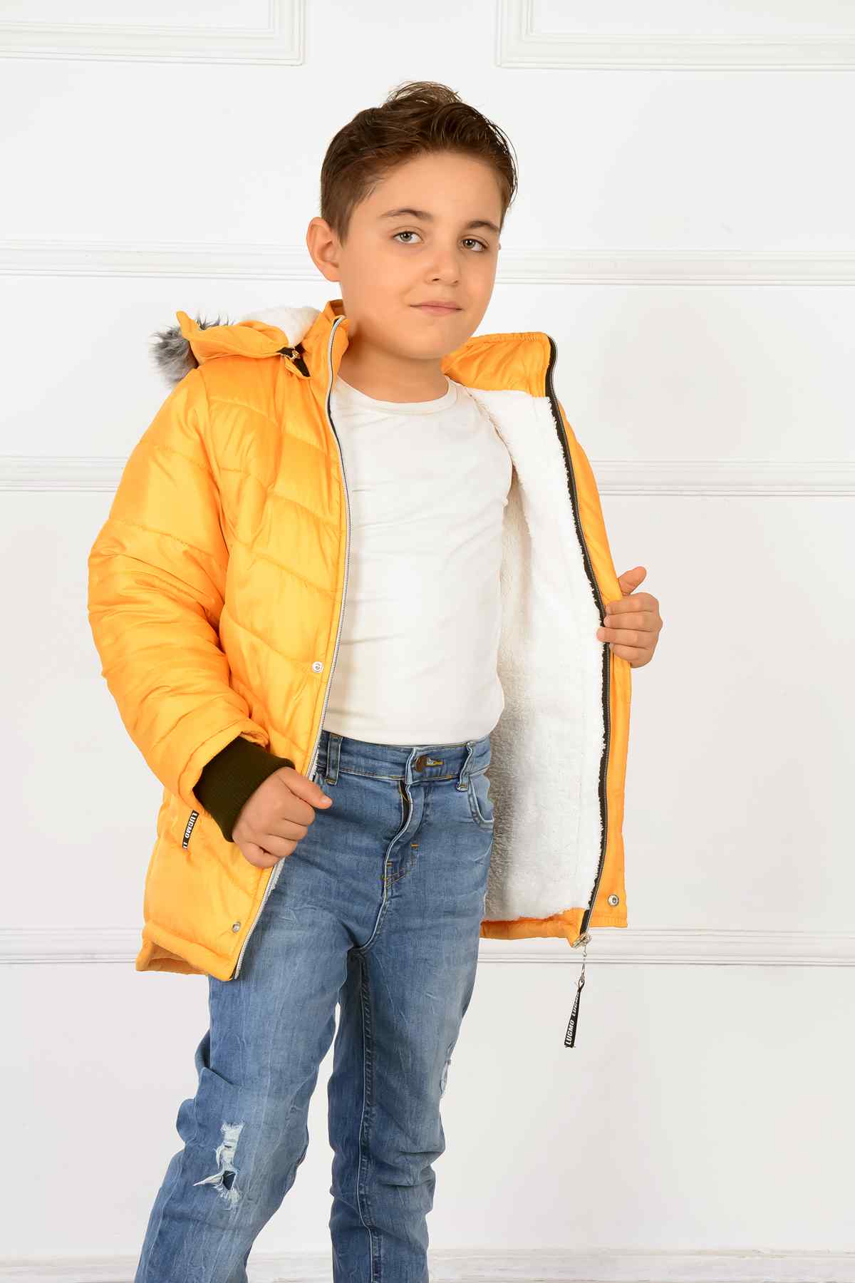 Lugmo Erkek Çocuk Montu Kaban Palermo Kürklü Sarı